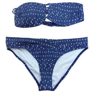 NWT Island Love Navy Arrows Bandeau Bikini Swimsuit Set X Large Sun Beach Vacay